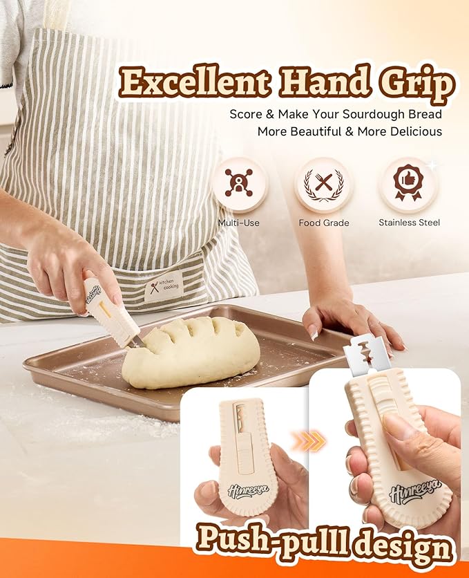 Bread Lame with 5 Blades - Extractable & Magnetic Sourdough Bread Scoring Tool with Ergonomic Handle - Dough Cutter for Artisan Baking, Pizza Dough, Pastries | Must-Have Baking Supplies
