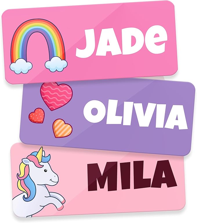 TagBuddy® Personalized Daycare Name Labels for Kids [70pcs] - Waterproof Name Stickers for School, Baby Bottles & Clothing - Custom Name Stickers - Washable Stick On Labels (1.2”x0.5”)