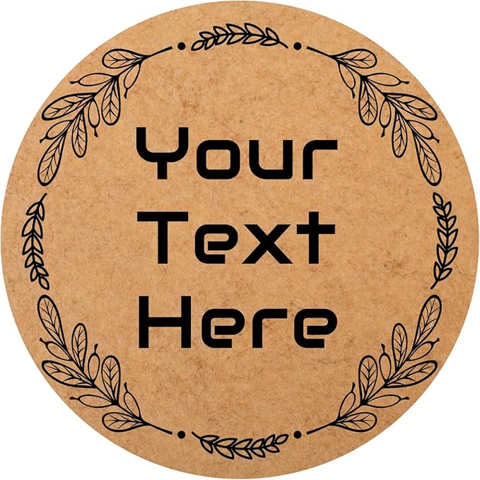 Alaiay 150,200Pcs Kraft Custom Sticker Labels Round Customized Labels Wreath Designs Personalized Stickers for Food Jars Gift Essential Oil Bottles Storage Bins(Kraft Paper 20)