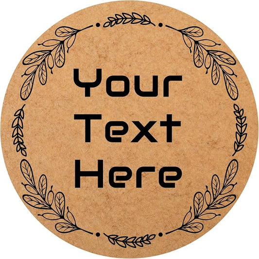 Alaiay 150,200Pcs Kraft Custom Sticker Labels Round Customized Labels Wreath Designs Personalized Stickers for Food Jars Gift Essential Oil Bottles Storage Bins(Kraft Paper 20)
