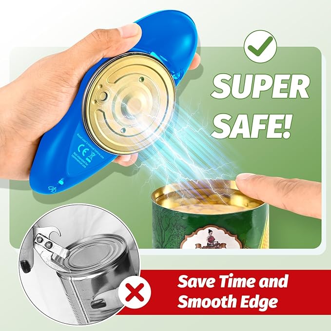 Electric Can Opener, Automatic Hands Free, Kitchen Whisk Wisks for Cooking, Blending, Whisking, Beating, Stirring with Silicone Spatulas Red Round Plastic Food Storage Replacement Lids (blue)