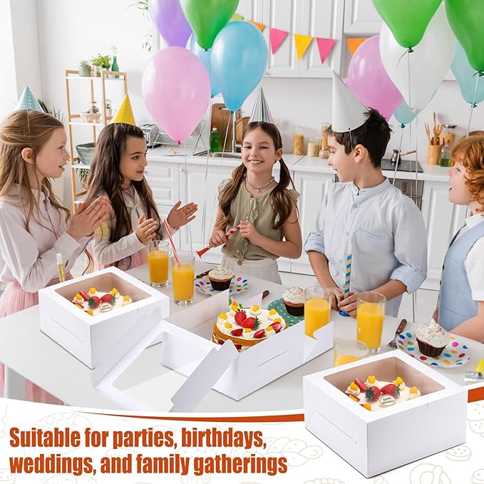 80 Pcs 10x10x5 Inch Cake Boxes 40pcs Bakery Boxes with Window and 40pcs Cake Boards Disposable Cakes Containers for Cookies Pies Cupcakes Dessert Pastry Xmas Party