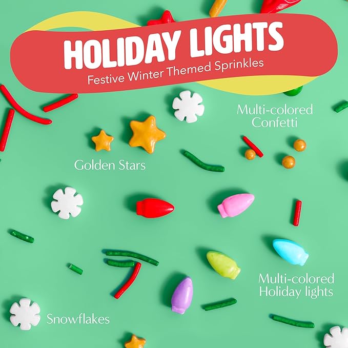 Holiday Lights Christmas Sprinkles for Cookies – Our Christmas Cake Decorations include Snowflake, Star & Ornament Sprinkles (Holiday Lights)