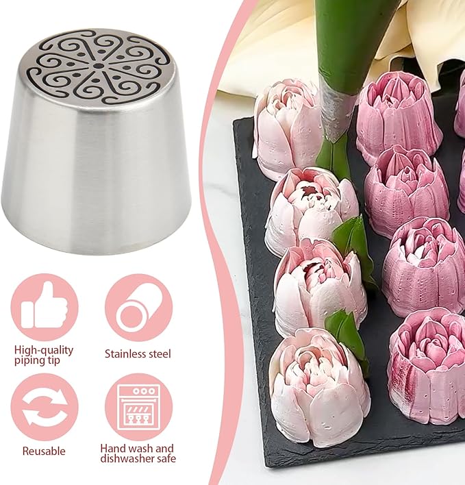 Extra Large Russian Piping Tips for Marshmallows Stainless Steel Flower Frosting Nozzles many styles Cake Decorating Baking tool for Buttercream, Cupcakes Cookies(SL59)