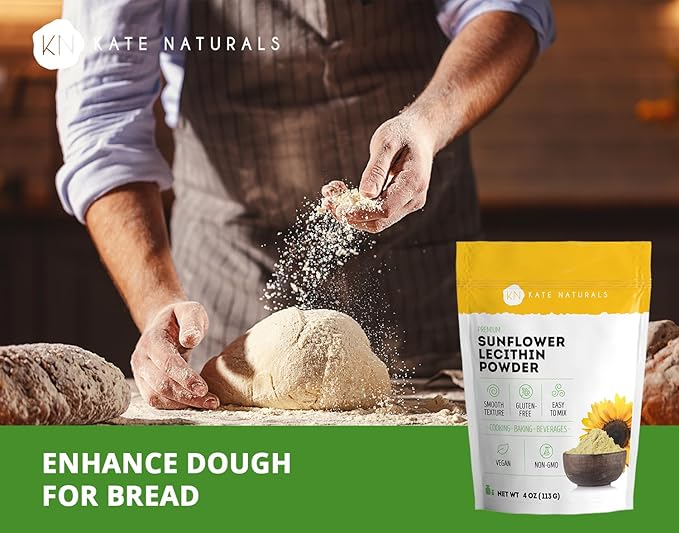 Kate Naturals Sunflower Lecithin Powder (4oz) & Brewer's Yeast (12oz) Bundle