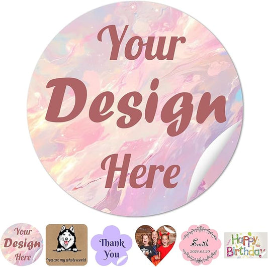 50~1000Pcs Personalized Sticker Custom Label Customized Business Logo Vinyl Stickers Personalized Waterproof Labels with Name Text Photo Make Your Own Printed Sticker for School Office - Round 2"