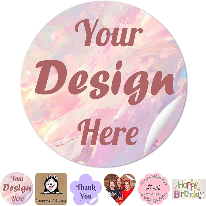 50~1000Pcs Personalized Sticker Custom Label Customized Business Logo Vinyl Stickers Personalized Waterproof Labels with Name Text Photo Make Your Own Printed Sticker for School Office - Round 1.5"