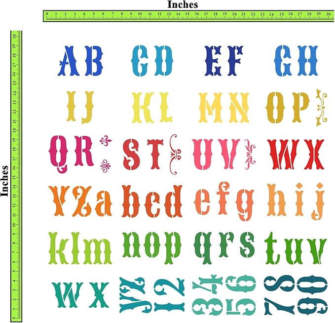 CrafTreat Reusable 24-Piece Calligraphy Stencils, Vintage Font (4.5x7), Letter & Alphabet Stencils for DIY Crafts