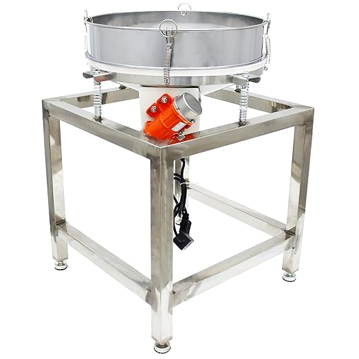 Powder Vibrating Sieve Automatic Powder Sifter Machine Electric Sieve Electric Stainless Steel Powder Shaker with 40 and 100 mesh Stainless Steel 110V 70W