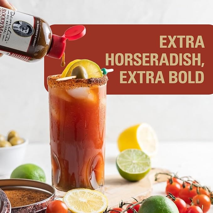 Demitri's Extra Horseradish Bloody Mary Seasoning Mix - Bloody Mary Mix - Concentrated Drink Mixer - Bold Rich Flavor - Ideal for Home Brunch Parties & Cocktails - 16oz Bottle (Pack of 1)