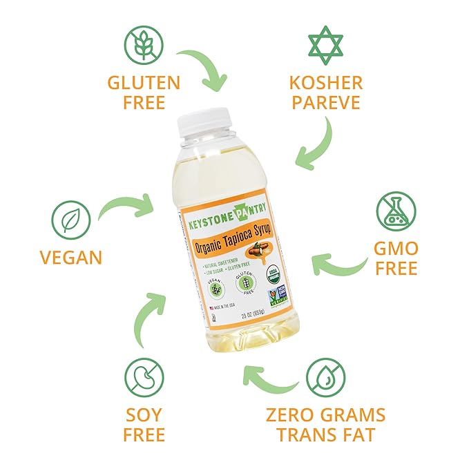 Keystone Pantry Organic Tapioca Syrup for Baking, Ice Cream, Fudge and More – Gluten-Free Vegan Sweetener – Corn Syrup and HFCS Alternative – 23 oz Bottle – 15 Pack