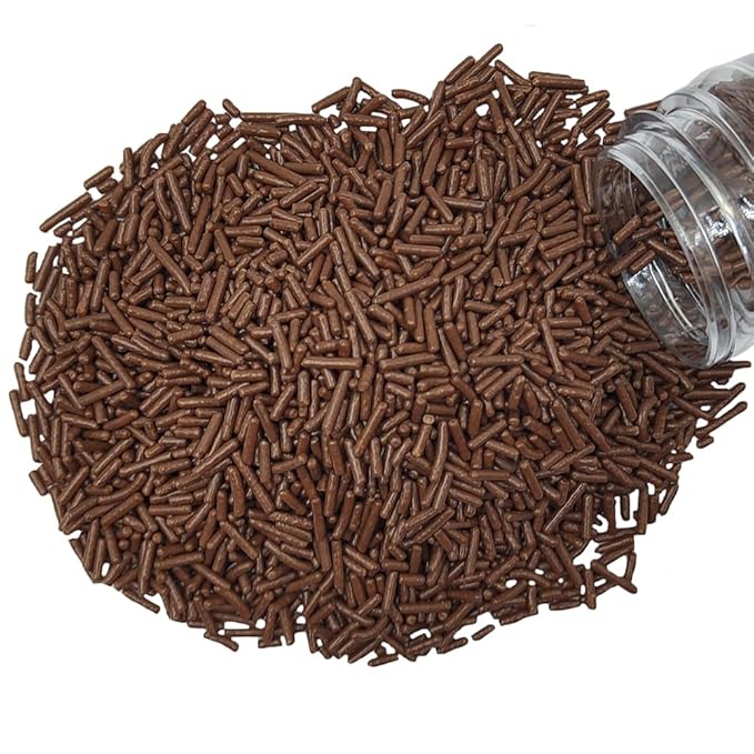 Homankit Brown Jimmies Sprinkles Edible Sprinkle Candy Soft Jimmies Toppings for Ice Cream, Cupcake, Cake, Cookie, Dessert Decorating 2.75 Ounces (Not Chocolate)