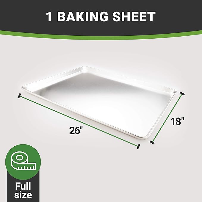 Restaurantware Met Lux 18 x 26 Inch Full Size Baking Sheet 1 Heavy-Duty Cookie Sheet - Evenly Bakes Treats Make Pastries Pizzas or Cookies Aluminum Sheet Pan For Commercial or Home Use