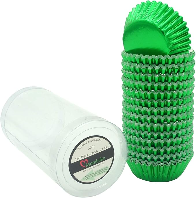Mini Green Foil Cupcake Liners Muffin Baking Cups for Party and More, 300-Count