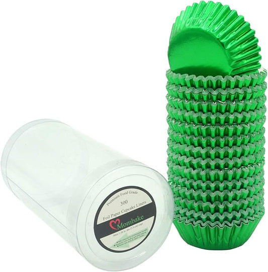 Mini Green Foil Cupcake Liners Muffin Baking Cups for Party and More, 300-Count