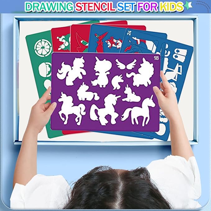 30 Pieces Drawing Stencils Set for Kids, Plastic Drawing Painting Stencil Templates for Kids Crafts School Art Projects, Journal Stencil with 400+ Images