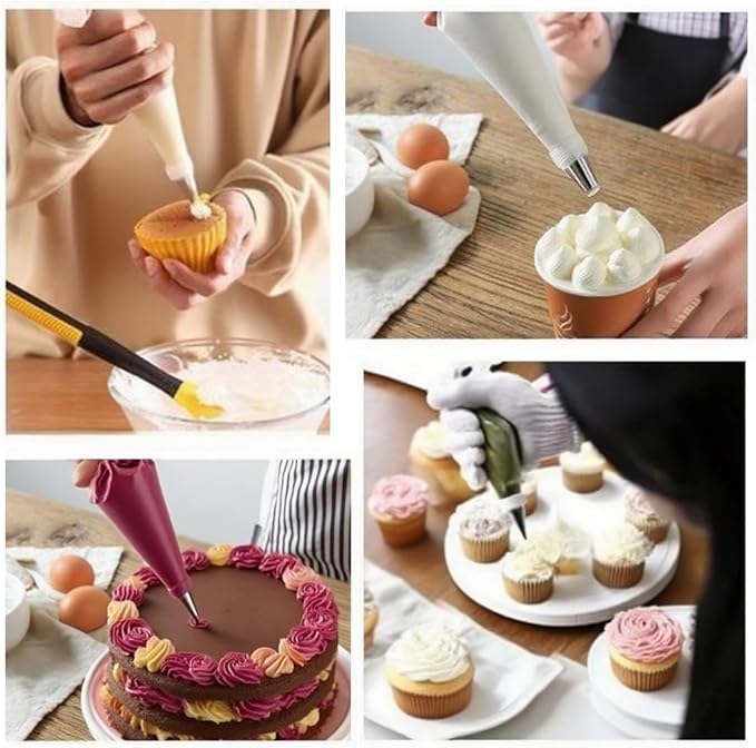 7 Pcs Round Hole Piping Tips Set, Stainless Steel Icing Tips for Cake Decorating, Cupcake Nozzles, Cake Decorating Tools & Supplies, Cake Piping Kit, Pastry Icing Dispensers, Cream Bag Filler,