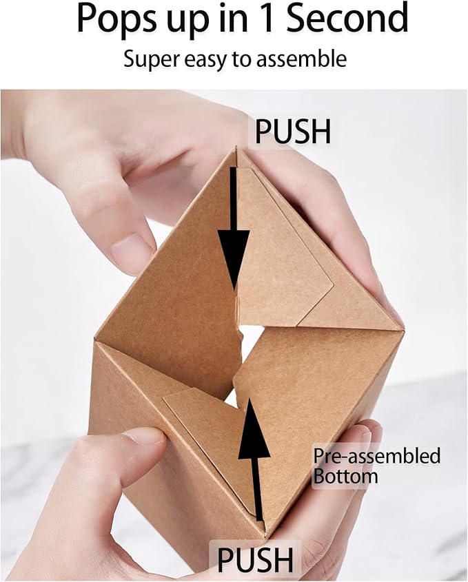 Happyhiram Cupcake Boxes 100 Pcs Bulk Brown Kraft IndividualBox, Single Containers Paper Holders with Inserts and Window for Muffins Cocoa Bombs Packaging Togo Boxes for Birthdays Showers Party Favor