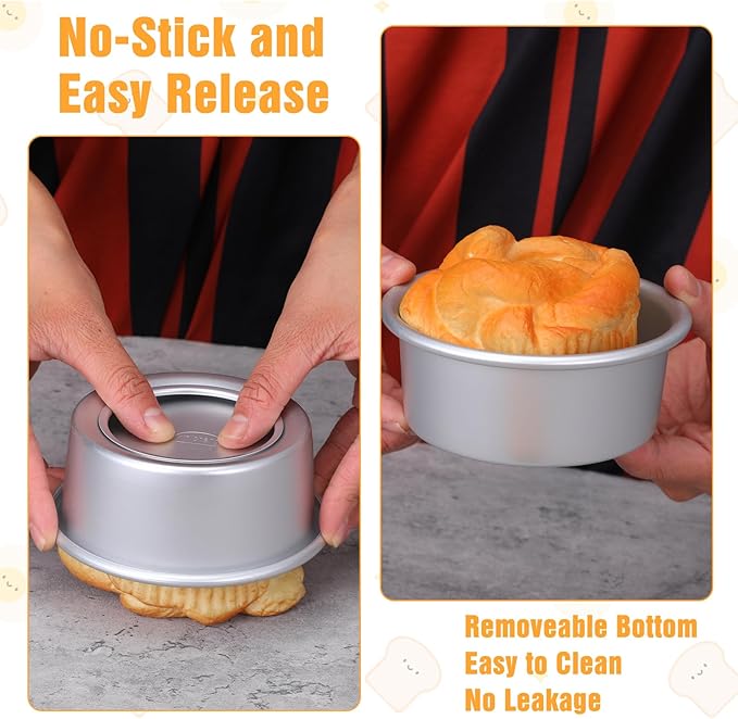 12 Pcs Round Cake Pans with Removable Bottom, 4 Inch Aluminum Cheesecake Baking Mold Non Stick Leakproof Mini Cakes Tins Trays Bakeware for Dessert Pizzas Quiches Birthday Party Anniversary