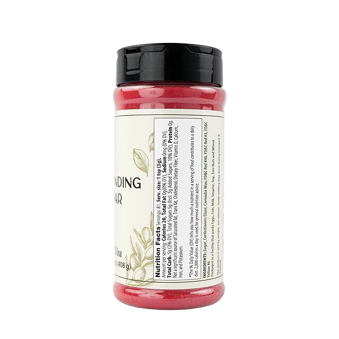 Olive & Vine Red Sanding Sugar, Sweet Finish, For Baking & Decorating, Rich Tradition, Authentic Taste, For Global Recipes (14.4 Ounce)