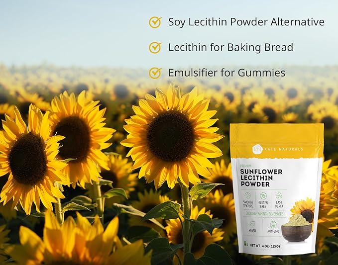 Kate Naturals Sunflower Lecithin Powder (4oz) & Brewer's Yeast (12oz) Bundle