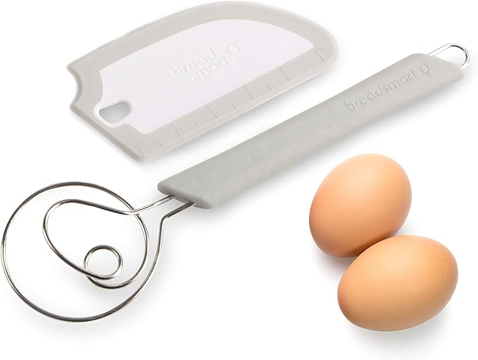 Breadsmart Artisan Bread Whisk and Bench Scraper Duo - Essential Dough Mixer Tools - Sourdough Bread Baking Supplies
