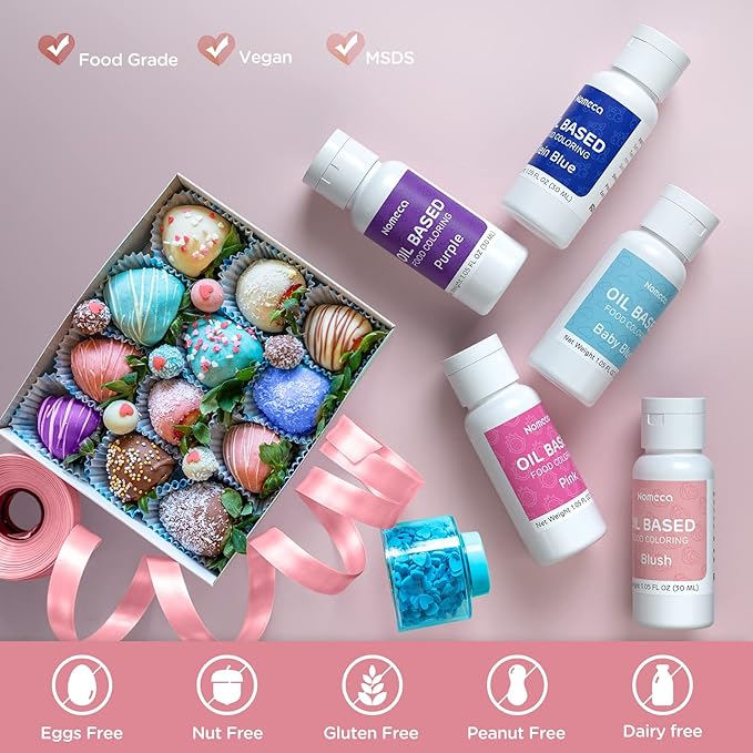 Oil Based Food Coloring for Chocolate - 30 Milliliters Upgraded Blush Oil Food Color for Baking Cake Decorating, Edible Food Dye for Candy Melts Cookies Easter Egg Icing Fondant Meringues
