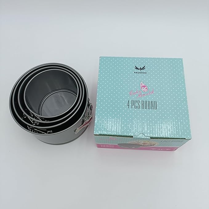 Falytemow Nonstick Springform Pan with Removable Bottom Small Tall Round Cheesecake Pan Set Size 4.7inch 5.5inch 6.3inch 7inch