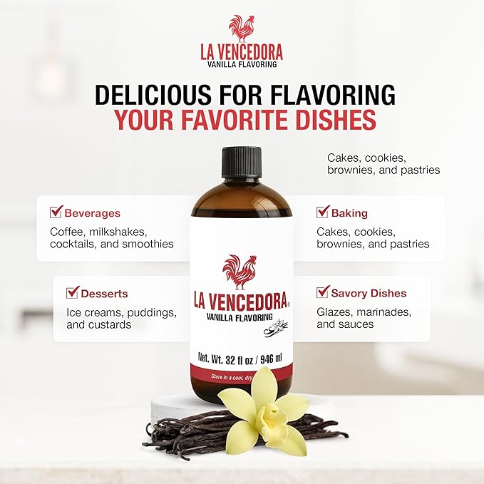 La Vencedora Mexican Vanilla Extract 2 Pack – 32oz – Traditional Vanilla Flavoring for Baking, Cooking & Desserts – Vegan, Glutten Free, Natural Process, Made in Mexico