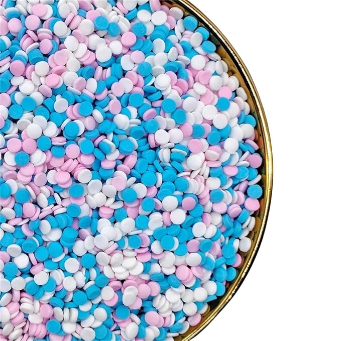 NIPEOR Christmas Rainbow Sprinkles Blue Pink White Confetti Sprinkles 3.53oz/100gEdible Sprinkle Topping Confetti Sprinkles, Round Cupcake Sprinkles for Cake Decorating, Candy Sprinkles and Ice Cream Toppings (Rainbow Confetti Blue Pink)