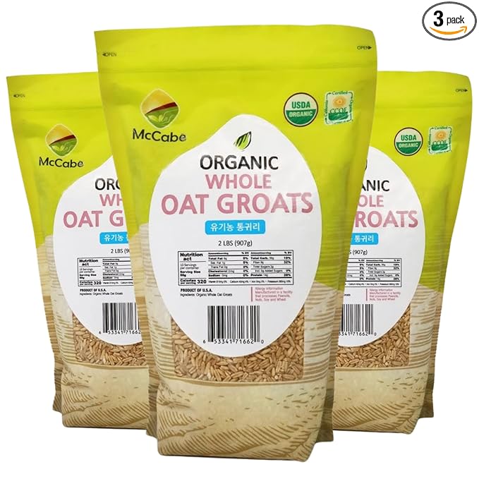 McCabe Organic Whole Oat Groats - Whole Grain 2Lbs | Organic Raw Groats | USDA and CCOF Certified | Product of USA (Pack of 3)