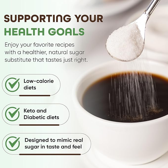 Morning Pep Allulose Sweetener 2 lb – Zero Calorie Sugar Alternative, 100% Pure, No Erythritol, Non-GMO Project Verified, Keto Certified, OU Kosher, No Fillers, Ideal for Baking and Beverages
