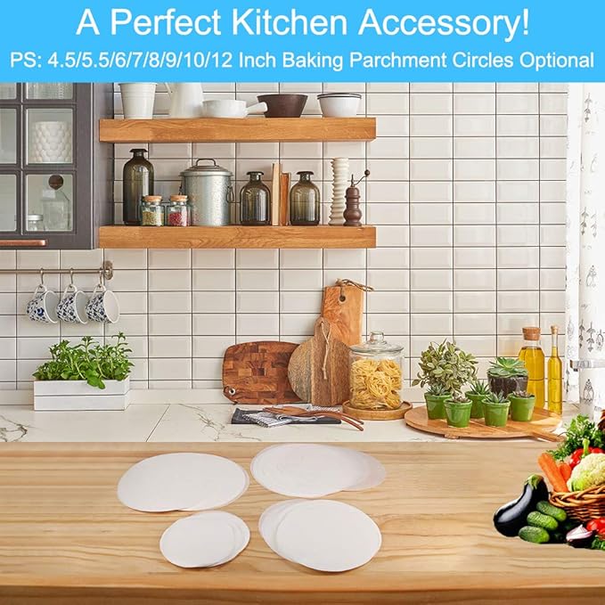 Parchment Paper Rounds, Set of 200, Non Stick 6 Inch Baking Parchment Paper/Parchment Baking Circles for Springform Pan, Tortilla Press and so on(4.5/5.5/7/8/9/10/12inch Available)