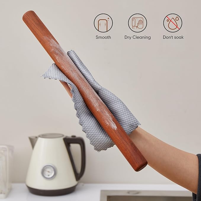 Wood Rolling Pins for Baking- Fulimax 16" Classic Wooden Rolling Pin for Dough, Rodillo Para Masa for Fondant Pizza Pie Crust Cookie Pastry Pasta, Baking Essentials, Rosewood