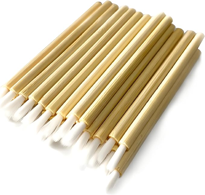 PYO Cookie Paint Brush Disposable Lip Brushes Mini Paint Brush Cookies Disposable Nail Polish Brush Paint Your Own Cookie Food Safe Paint Brushes Mini Paint Brushes Cookies (50, Wooden)