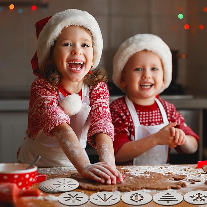 Nuenen 12 Pcs Christmas Cookie Press Set Cookie Press Discs Stainless Steel Stencils Metal Mold Disc for Baking Holiday Cakes Christmas Birthday Cake Decoration, 12 Style(Stylish)