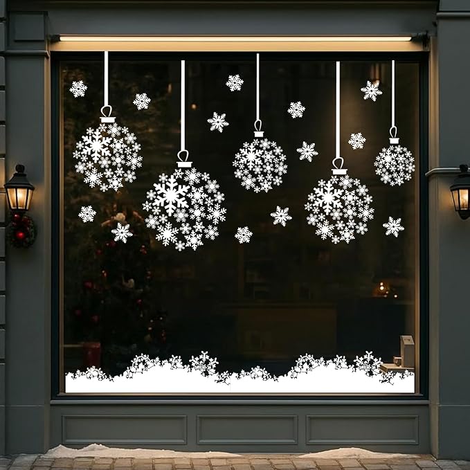 Christmas Stencils for Window Glass Large Christmas Stencils for Crafts Reusable Xmas Snowflake Bauble Holiday Stencil for Painting on Wood Wall Fabrics Decor