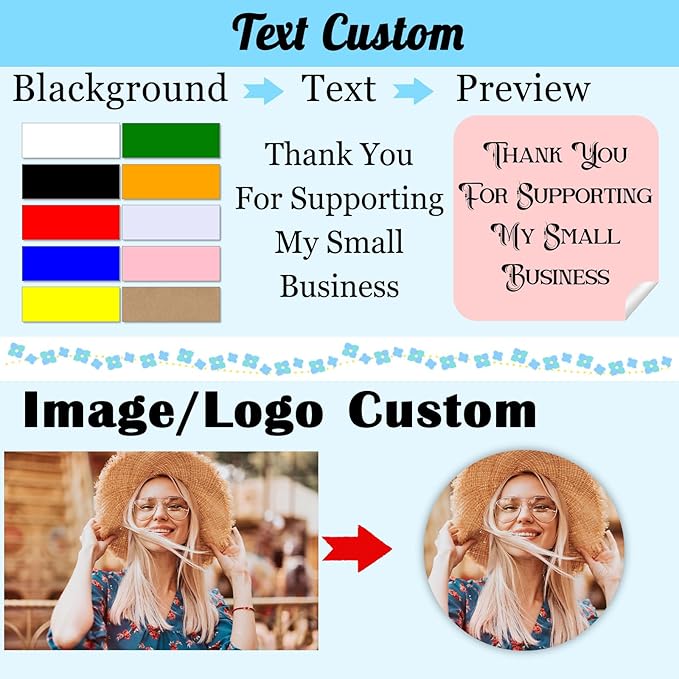 50~1000Pcs Personalized Sticker Custom Label Customized Business Logo Vinyl Stickers Personalized Waterproof Labels with Name Text Photo Make Your Own Printed Sticker for School Office - Square 2.5"
