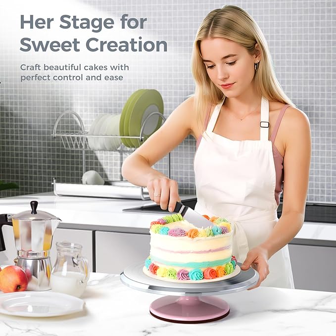 Ohuhu Cake Stand, Aluminium 12''Cake Turntable Decorating Bakery Supplies - BPA-Free Frosting Spinner Rotating Revolving Lazy Susan Christmas Gifts