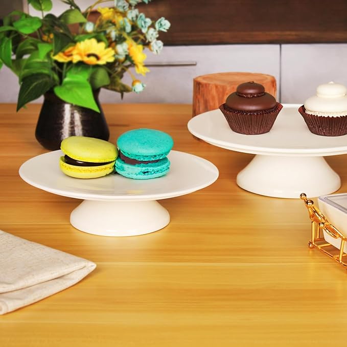 Porcelain Cake Stand, Round Dessert Stand, Cupcake Stand - Wedding and Birthday Decorating Cake Pedestal Stand - Dessert Display Serving Use at Parties, Restaurants, Birthday 11.8 Inch
