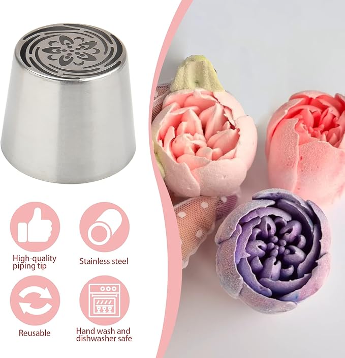 Extra Large Russian Piping Tips for Marshmallows Stainless Steel Flower Frosting Nozzles many styles Cake Decorating Baking tool for Buttercream, Cupcakes Cookies(SL81)