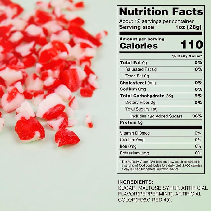 Crushed Peppermint Candy Pieces, Red and White Classic Flavor, Perfect Christmas Dessert and Drink Toppings, Resealable Bag, 12 Ounces