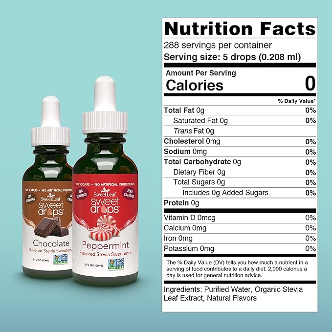 SweetLeaf Sweet Drops- Flavored Stevia Liquid Sweetener, Organic Stevia Extract, Zero Calorie, Gluten Free, Keto Friendly, Non GMO, Natural Flavor, Sugar Alternative- Variety Pack, 2 Fl Oz (Pack of 2)