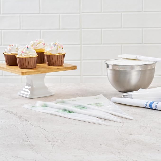 Restaurantware Pastry Tek 12 x 6 Inch Piping Bags 100 Disposable Pastry Bags - Sturdy No Slip Clear Plastic Baking Bags To Decorate Cakes For Parties Or Bakeries
