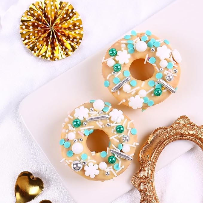 Snowflake Sprinkles for Cake Decorating 4.23 ounce Frozen in Sugar Pearls Sprinkles for Cupcakes Topper Cookie Metallic Sprinkles Mix Jimmies Confetti Cake Decorations for Kid's Birthday Christmas Party