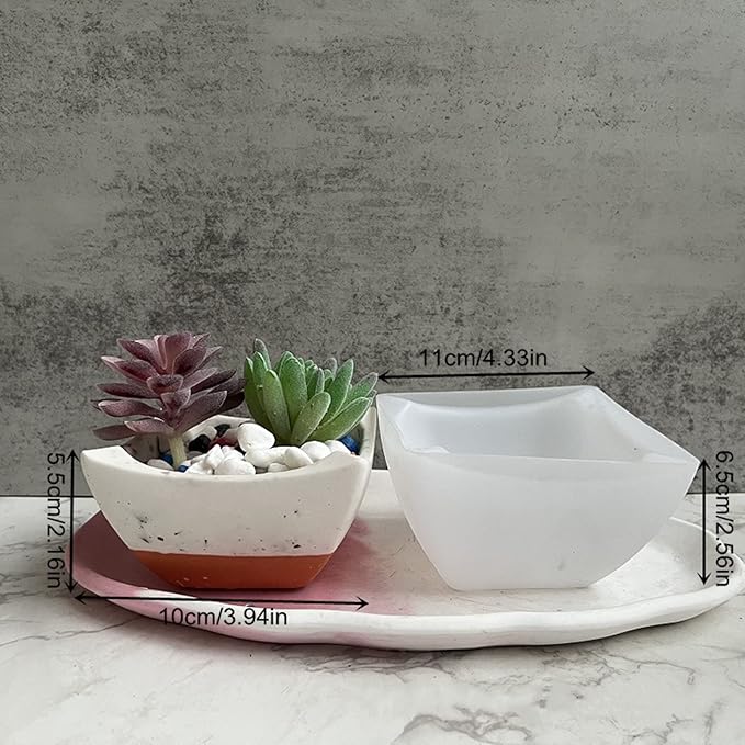 Square Concrete Flower Pot Silicone Mold Succulent Planter Vase Cactus Mold Epoxy Resin Plaster Cement Clay Mould