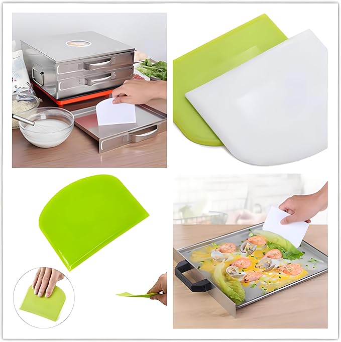 5-Pack Dough Scraper Bowl Food-safe Plastic Dough Cutter Flexible Bench Multipurpose Food Scrappers for Bread Dough Cake Fondant Icing