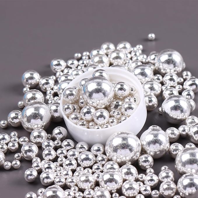 Silver Sprinkles for Cake Decorating, Silver Pearl Sugar Cupcake, Cookies, Ice Cream Toppings, 3.5 Ounces Cake Decorationss Baking, Perfect for Wedding, New Year’S Eve, Christmas Party