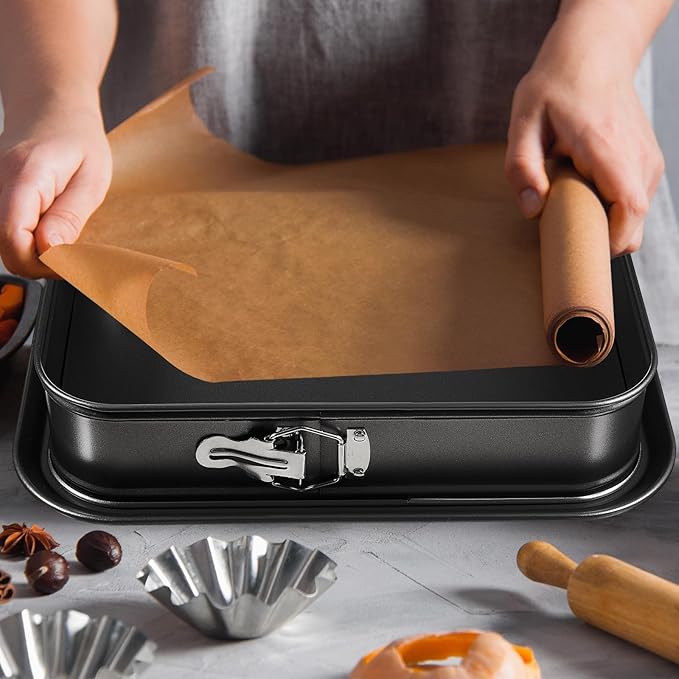 Uiifan 2 Pcs Non Stick Springform Pans Cheesecake Pans Rectangle Springform Pan Square Cake Pan with Removable Bottom for Kitchen Baking Roasting Muffin Bread Cake Brownies Bakeware 14 x 9.5 x 3.1 in