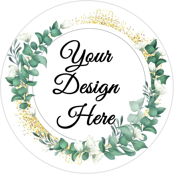 100-500 Pack Personalized Stickers Labels Floral Round Custom Labels with Your own Business Logo for Favors Wedding Birthday Party Baby Shower(Design 11)